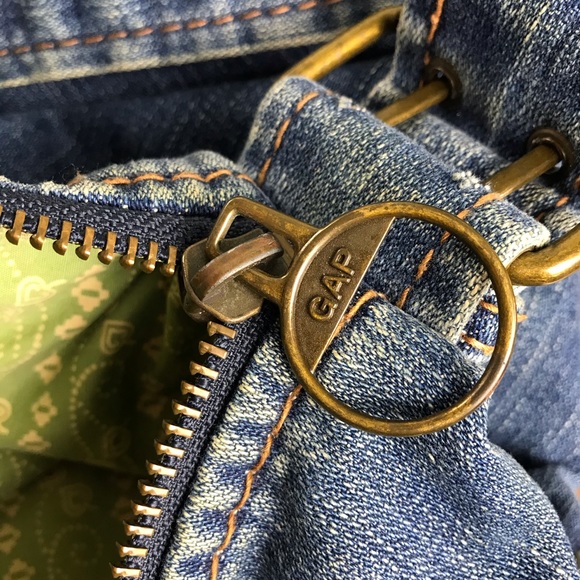 Gap 1969 Blue Denim Shearling Hobo Bag Jean Purse - Picture 13 of 14